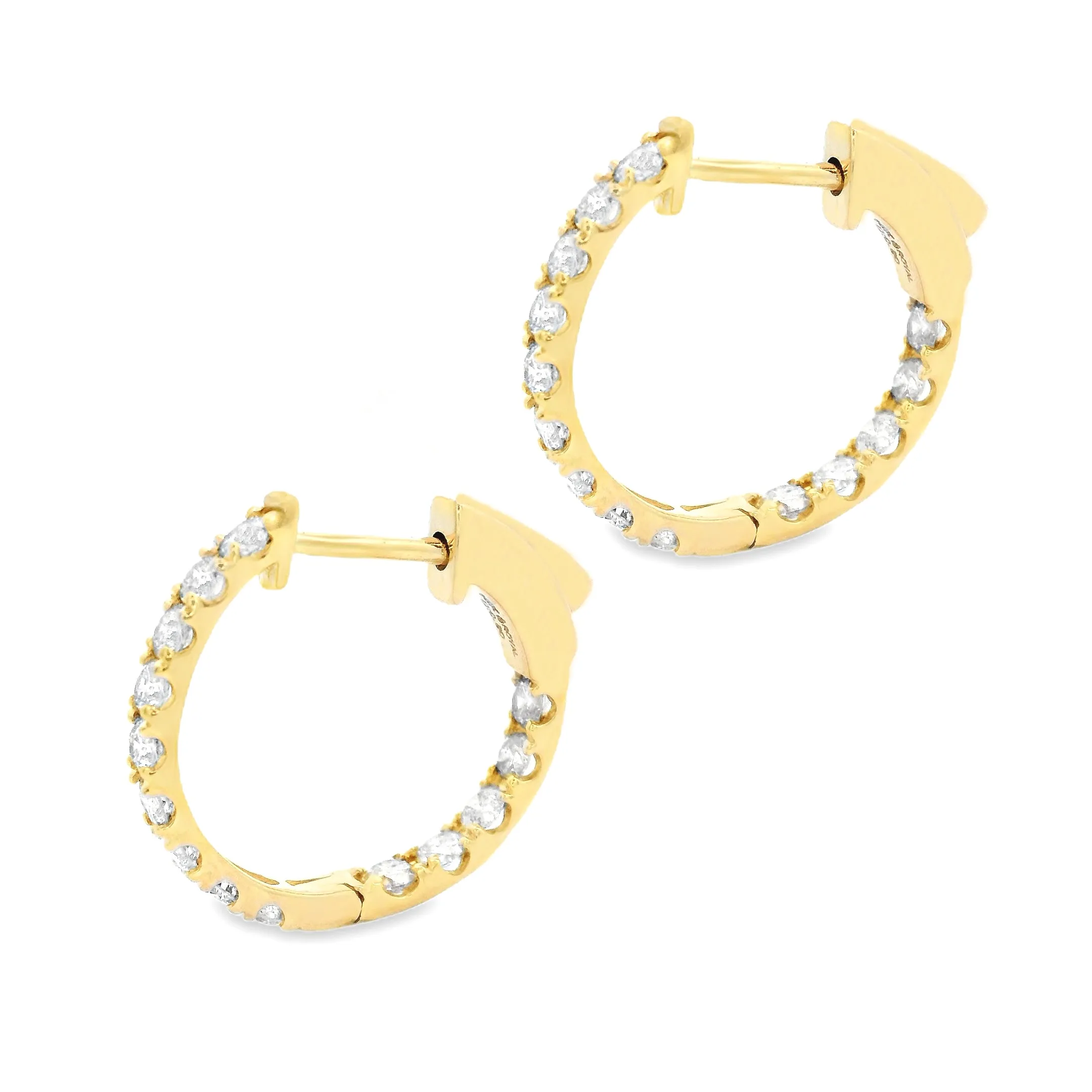 1.00ct 14k Yellow Gold Diamond Hoop Earrings