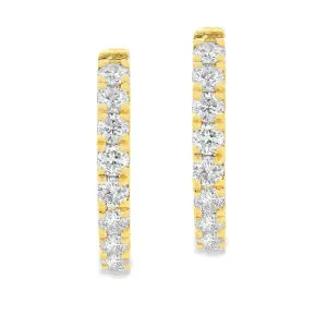 1.00ct 14k Yellow Gold Diamond Hoop Earrings