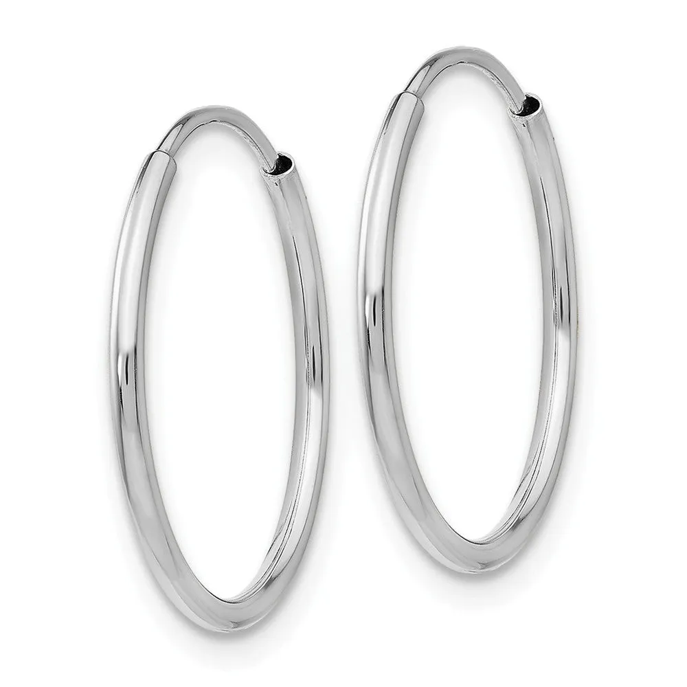 1.2mm x 19mm 14k White Gold Polished Endless Tube Hoop Earrings