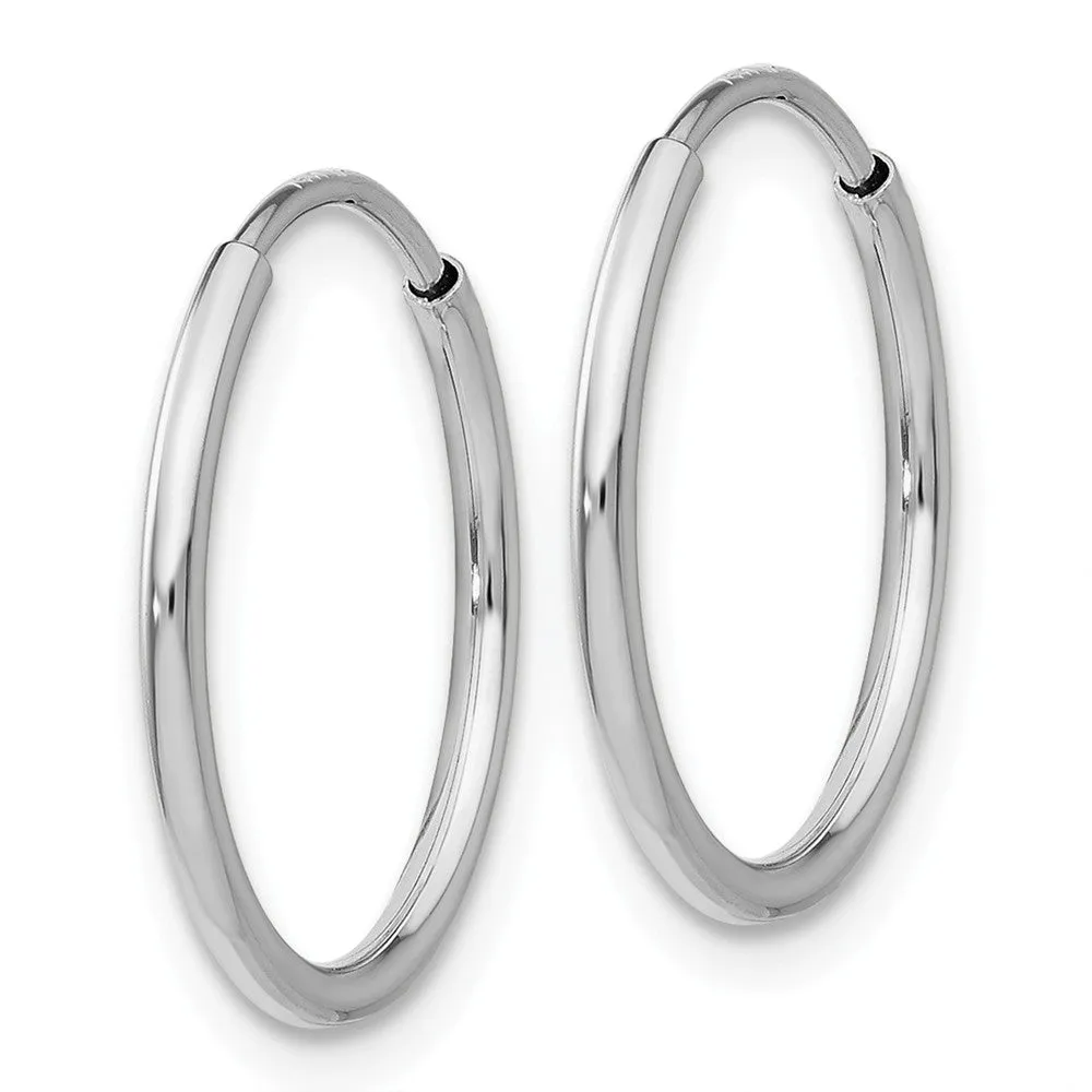 1.2mm x 23mm 14k White Gold Polished Endless Tube Hoop Earrings