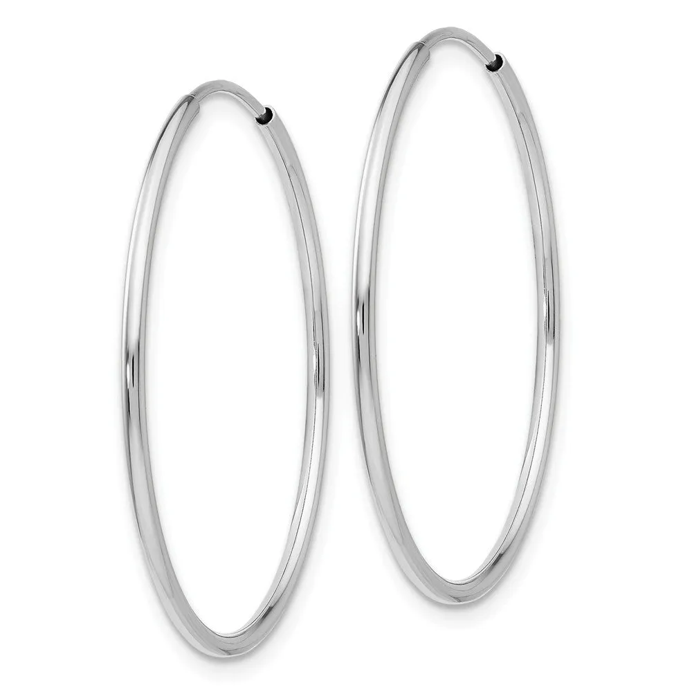 1.2mm x 28mm 14k White Gold Polished Endless Tube Hoop Earrings