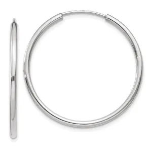 1.2mm x 28mm 14k White Gold Polished Endless Tube Hoop Earrings