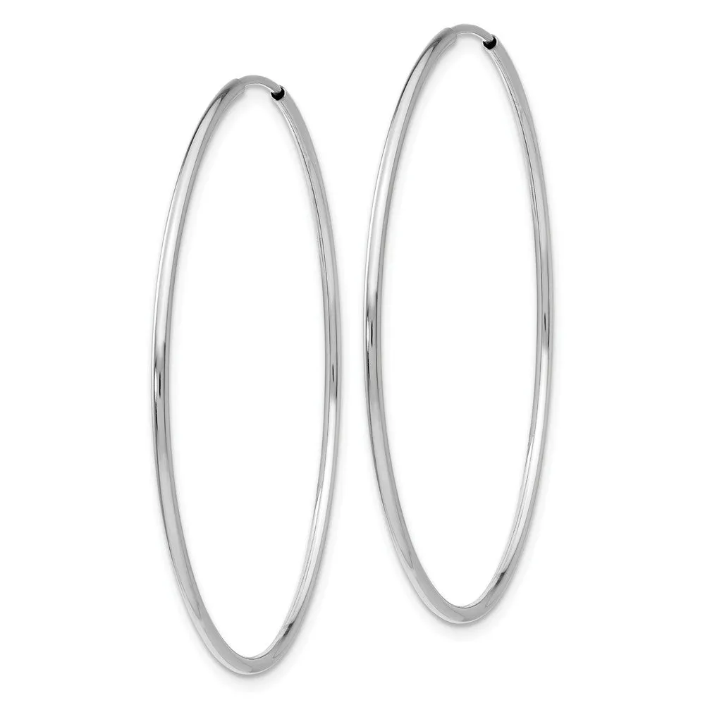 1.2mm x 44mm 14k White Gold Polished Endless Tube Hoop Earrings