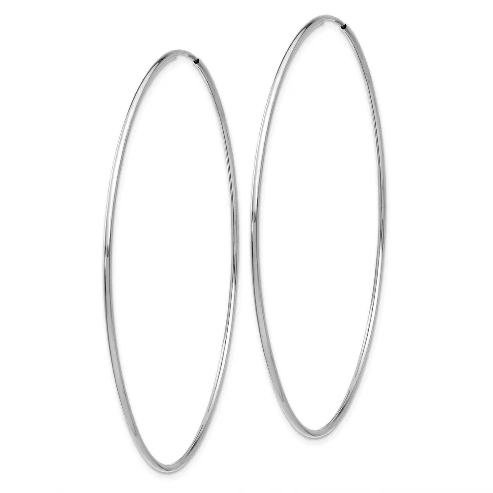 1.2mm x 67mm 14k White Gold Polished Endless Tube Hoop Earrings