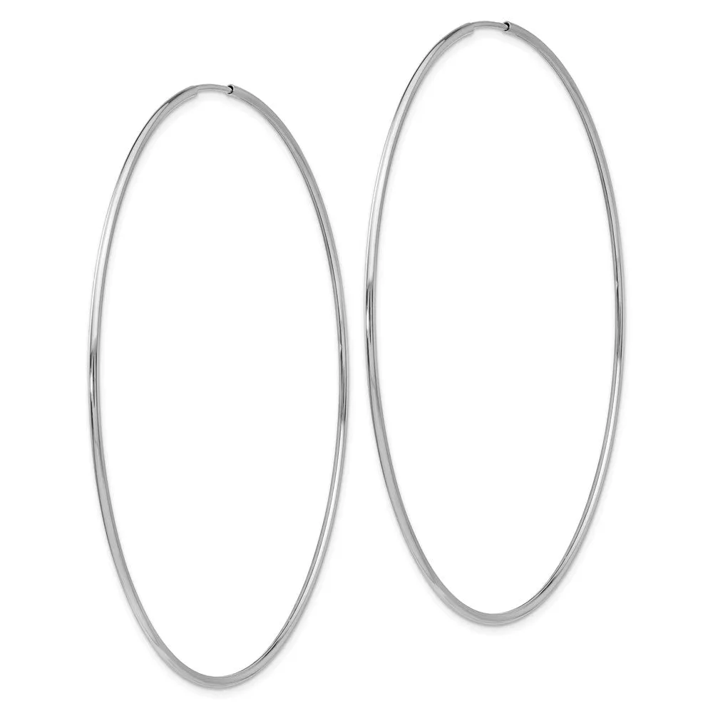 1.2mm x 72mm 14k White Gold Polished Endless Tube Hoop Earrings