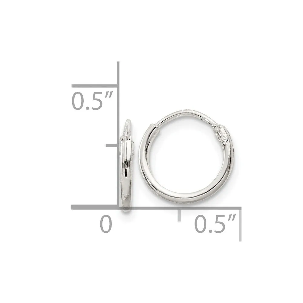 1.3mm, Sterling Silver, Endless Hoop Earrings - 10mm (3/8 Inch)