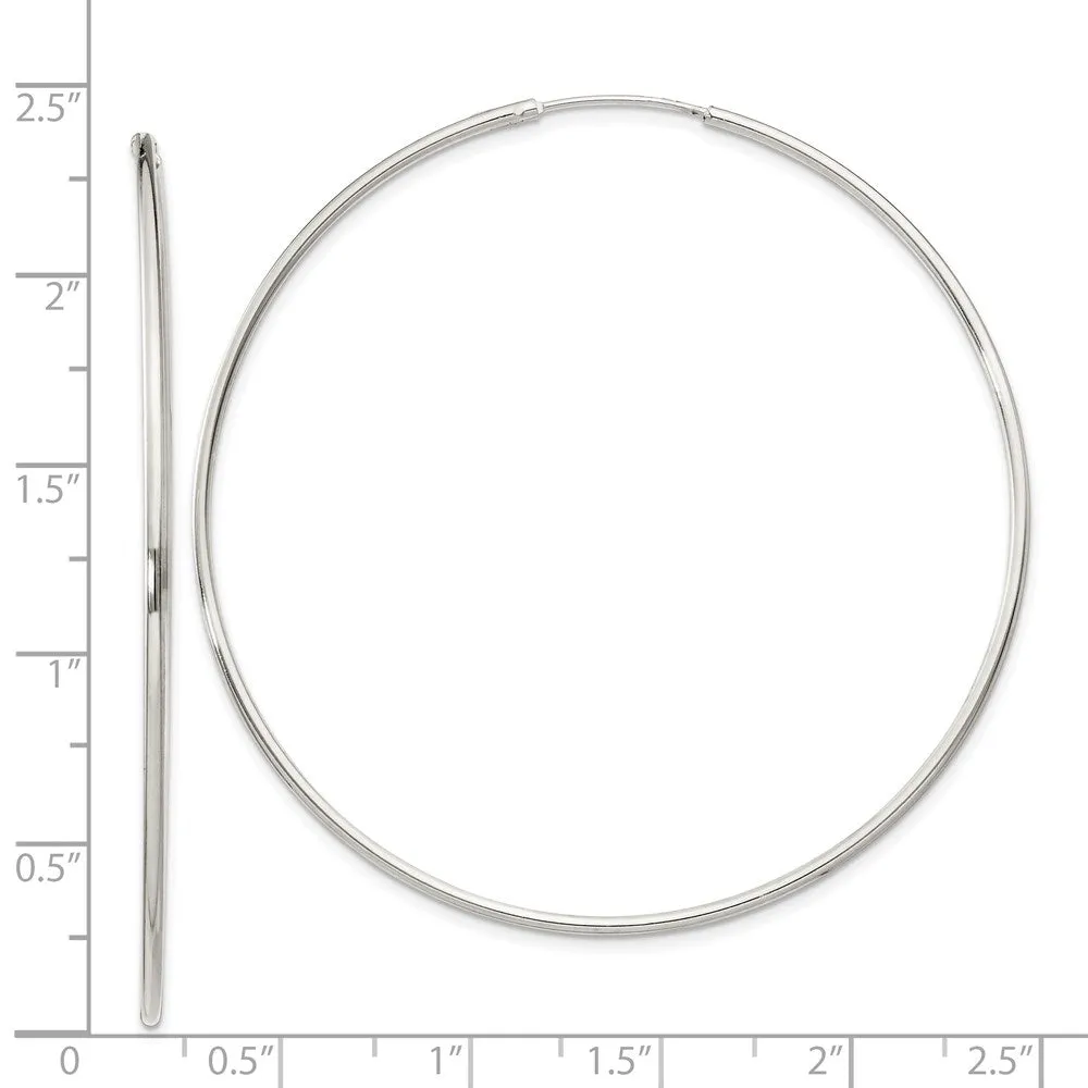 1.3mm, Sterling Silver, Endless Hoop Earrings - 54mm (2 1/8 Inch)