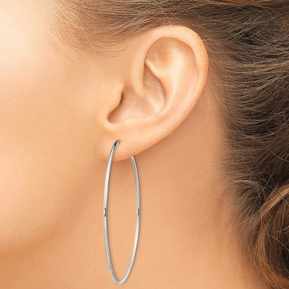 1.3mm, Sterling Silver, Endless Hoop Earrings - 54mm (2 1/8 Inch)