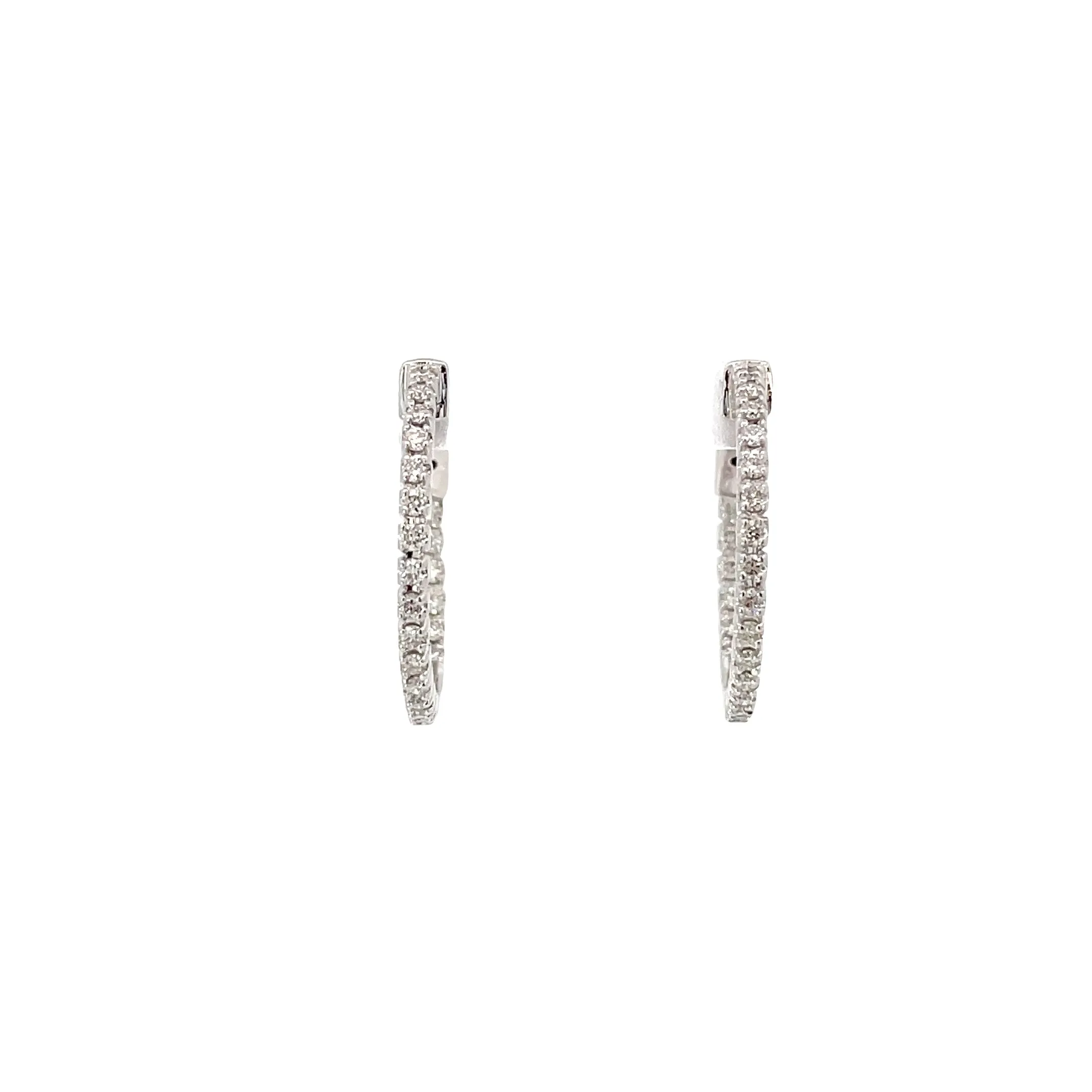 14 Karat White Gold Diamond Hoops