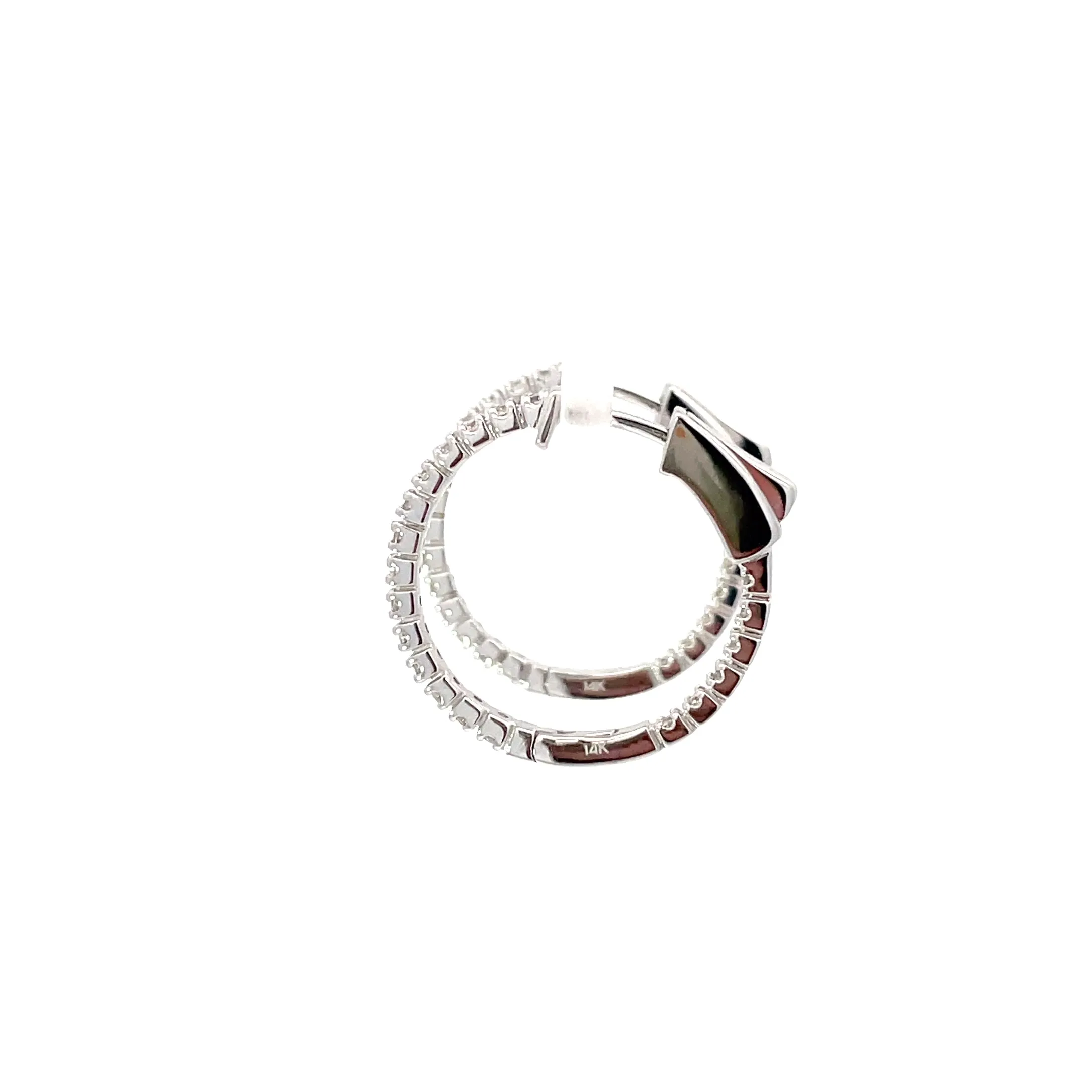 14 Karat White Gold Diamond Hoops