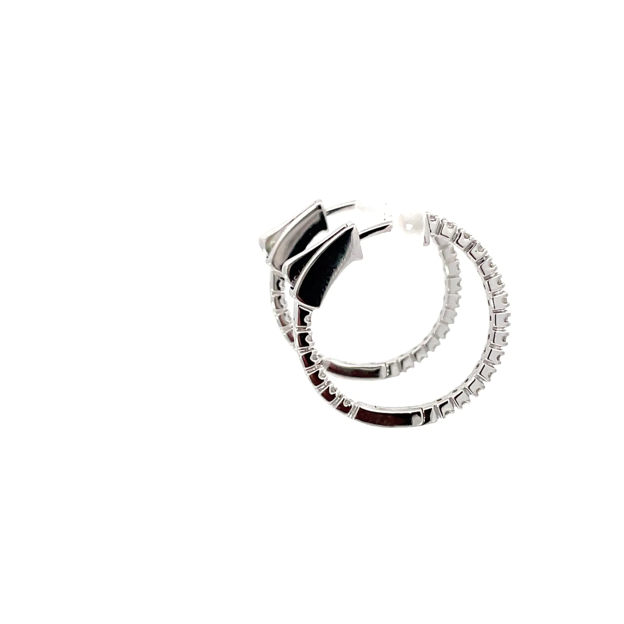 14 Karat White Gold Diamond Hoops