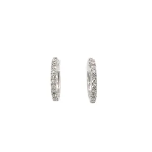 14 Karat White Gold Diamond Huggie Hoops