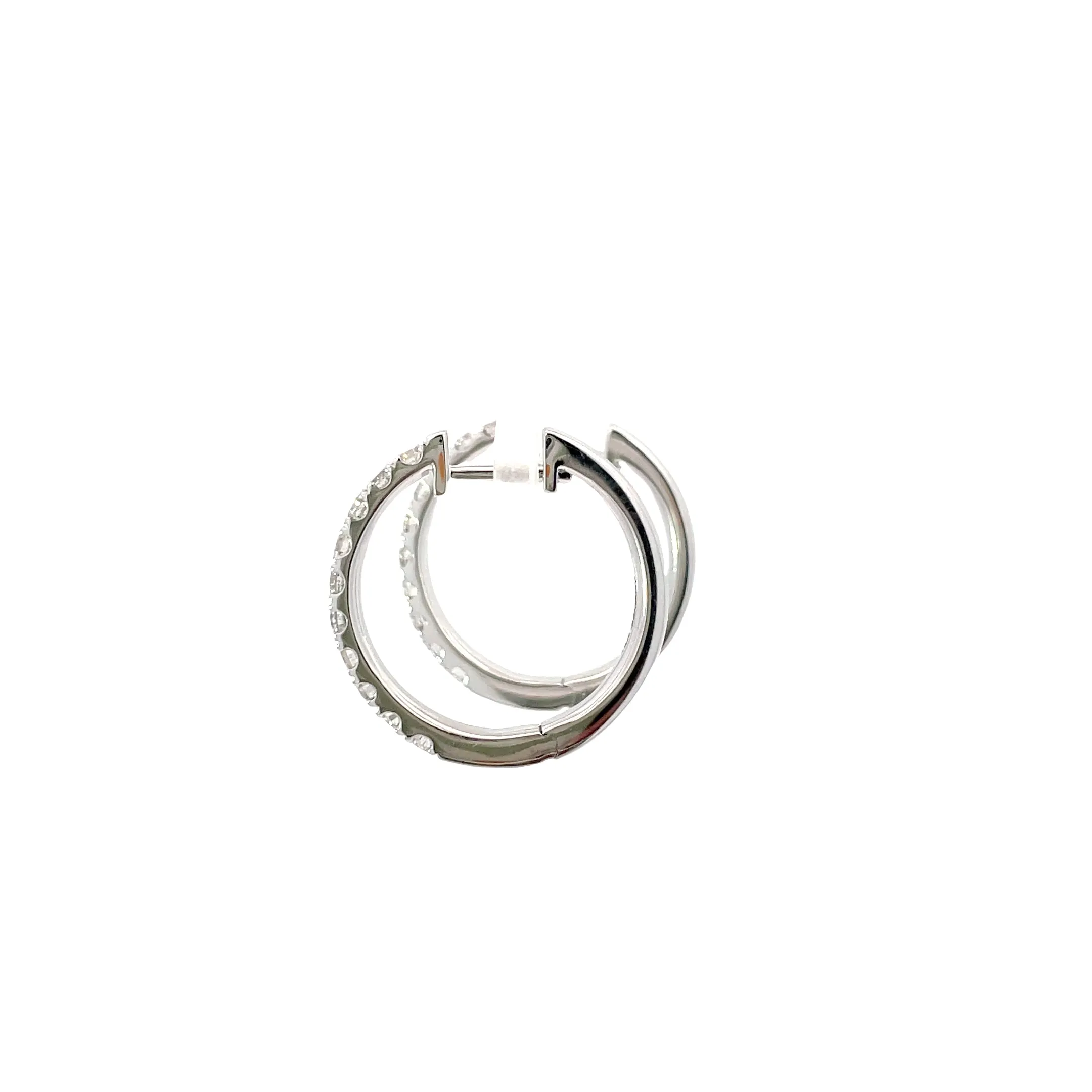 14 Karat White Gold Diamond Huggie Hoops