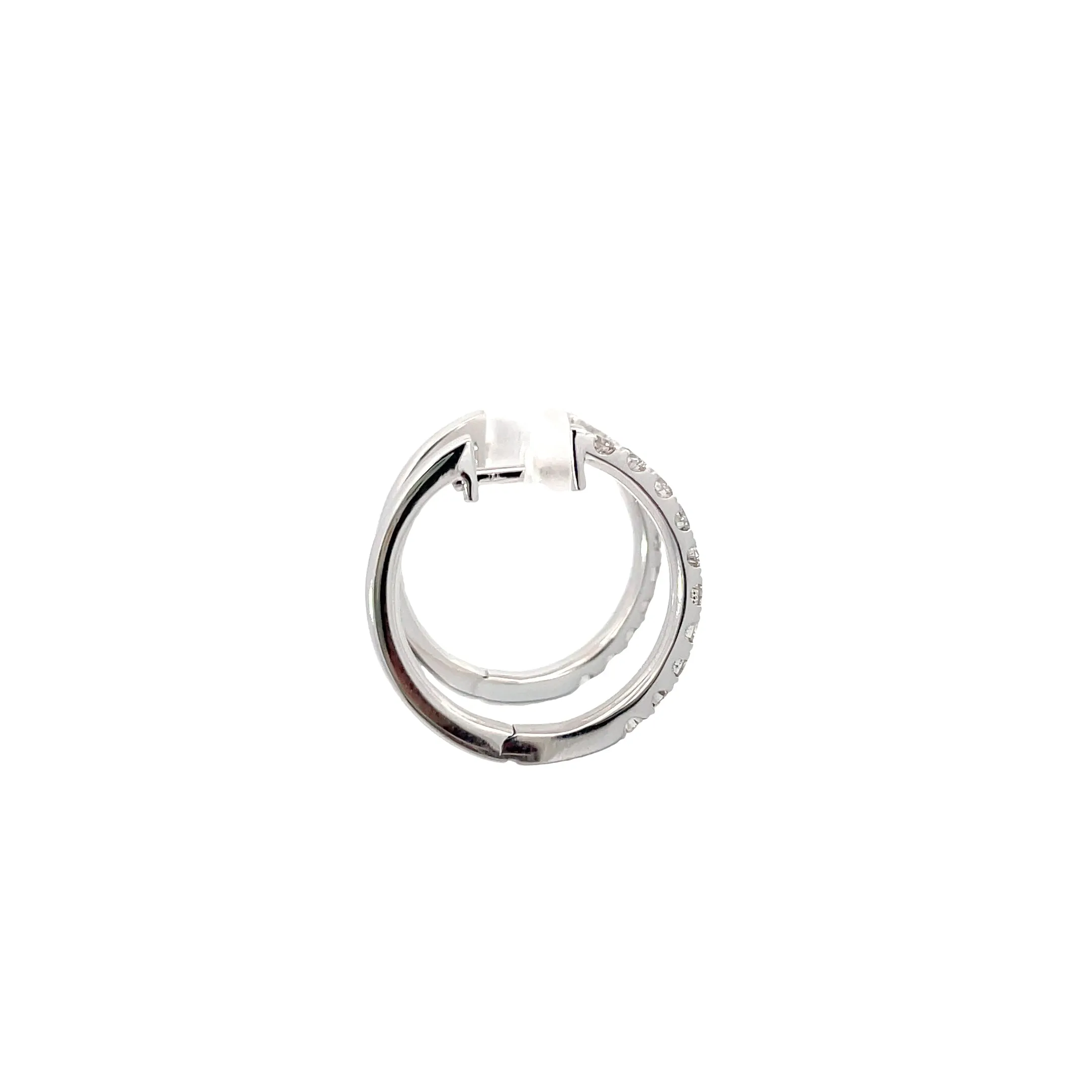 14 Karat White Gold Diamond Huggie Hoops