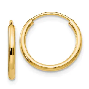 1.5mm x 13mm 14k Yellow Gold Polished Round Endless Hoop Earrings