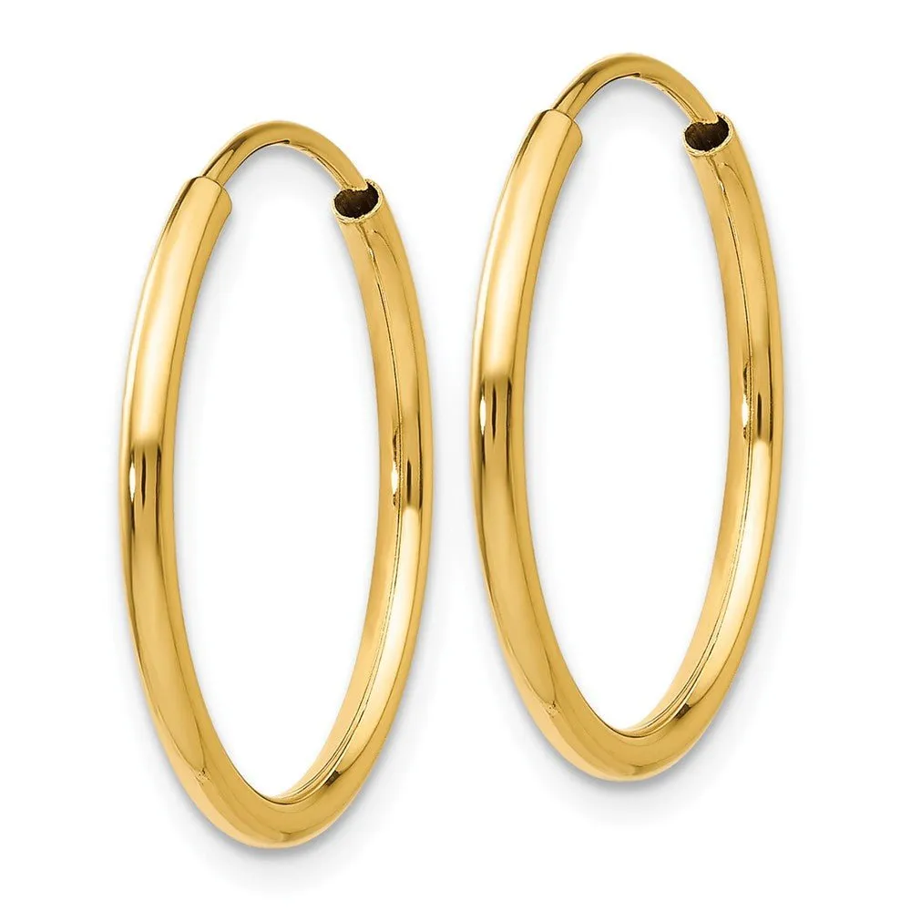 1.5mm x 19mm 14k Yellow Gold Polished Round Endless Hoop Earrings