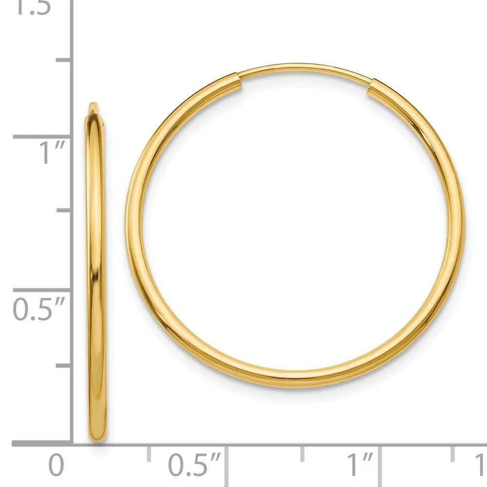 1.5mm x 26mm 14k Yellow Gold Polished Round Endless Hoop Earrings