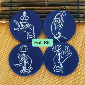 4 Pcs Set Coaster Buddha's Hand Beginner DIY Embroidery Kit