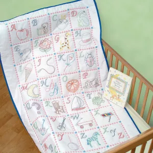 ABC's Embroidery Crib Quilt Top