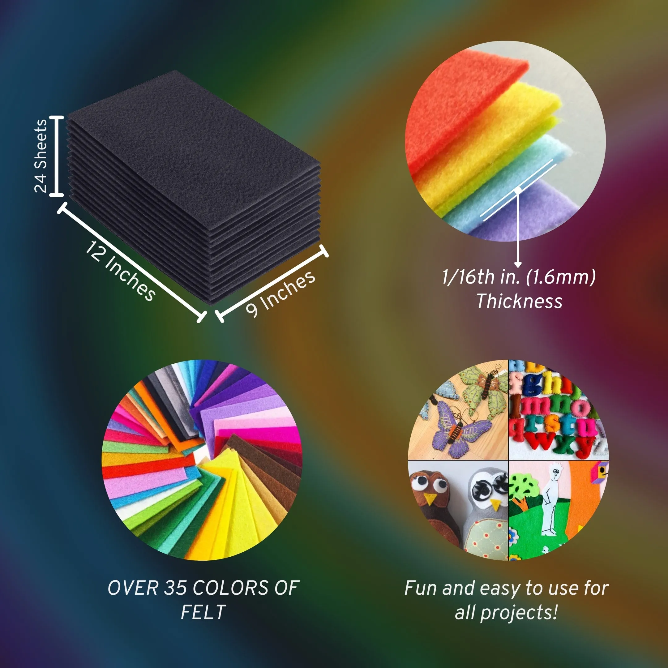 Acrylic Felt Craft Sheet Packs | Dark Grey A60