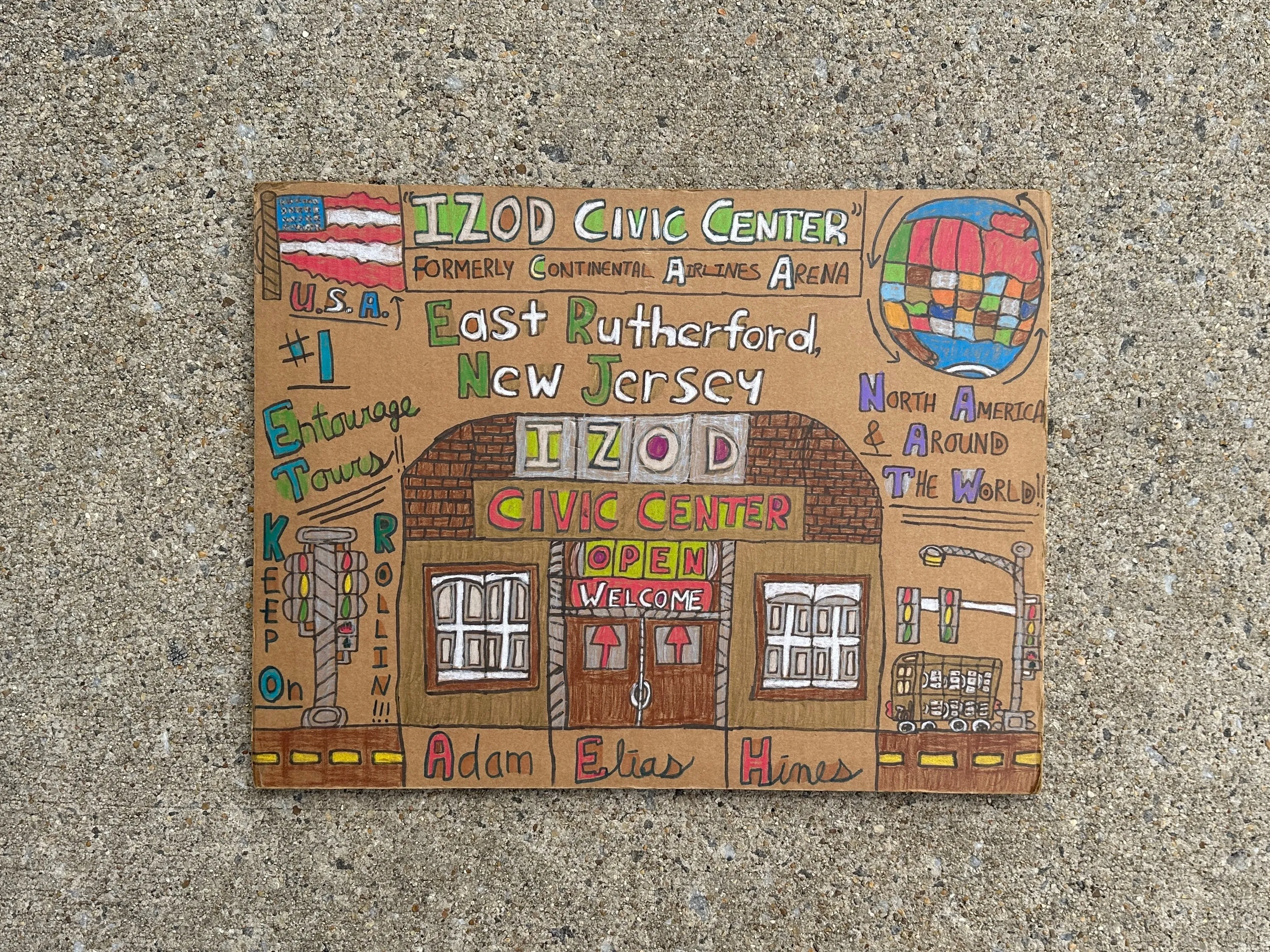 Adam Elias Hines - Izod Civic Center Drawing on Cardboard