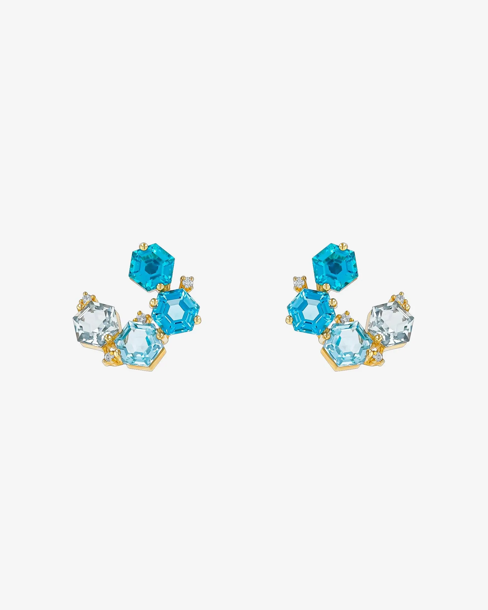 Amalfi Hexagon Cut Blue Mix Sideways Mini Hoops