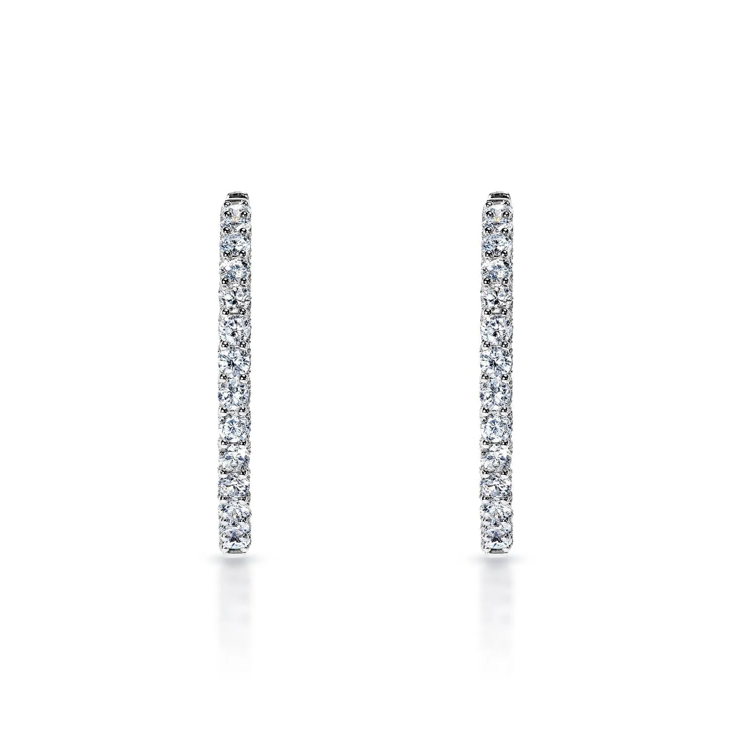 Ashlynn 13 Carat Round Brilliant Diamond Hoops Earrings in 14k White Gold