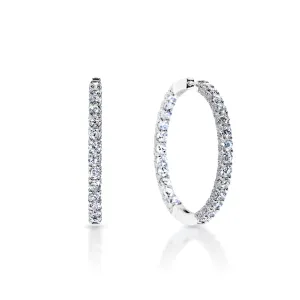 Ashlynn 13 Carat Round Brilliant Diamond Hoops Earrings in 14k White Gold