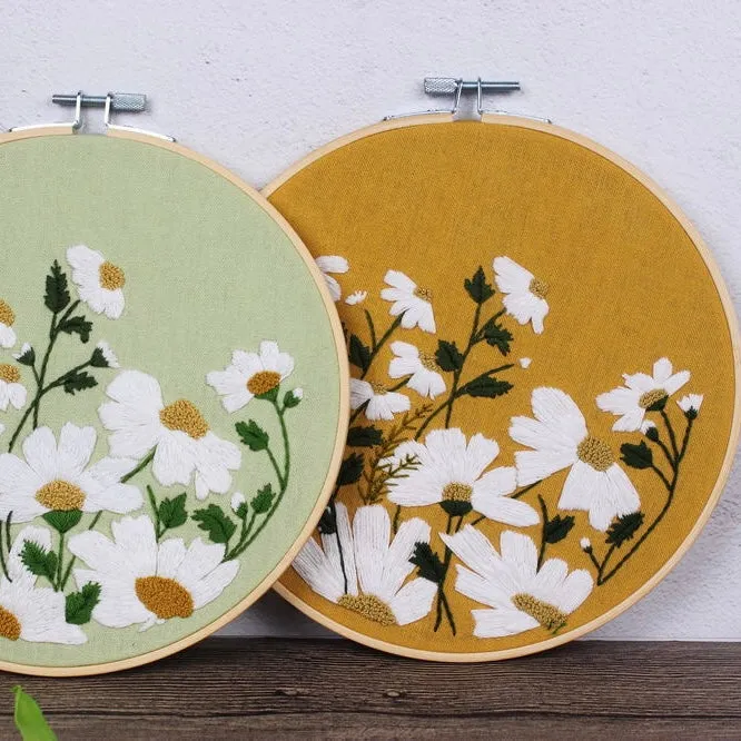 Beginners Daisy  Hand Embroidery DIY Kit 20cm