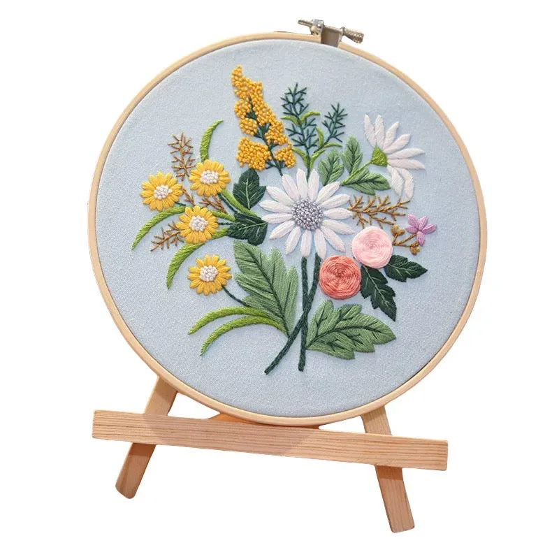 Beginners Flower Bouquet DIY Hand Embroidery Kit 20cm