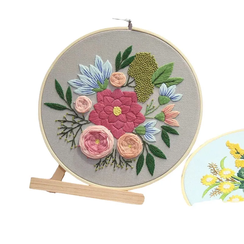 Beginners Flower Bouquet DIY Hand Embroidery Kit 20cm