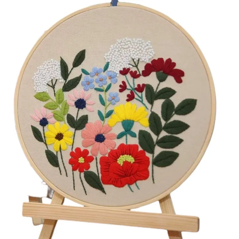 Beginners Flower Bouquet DIY Hand Embroidery Kit 20cm