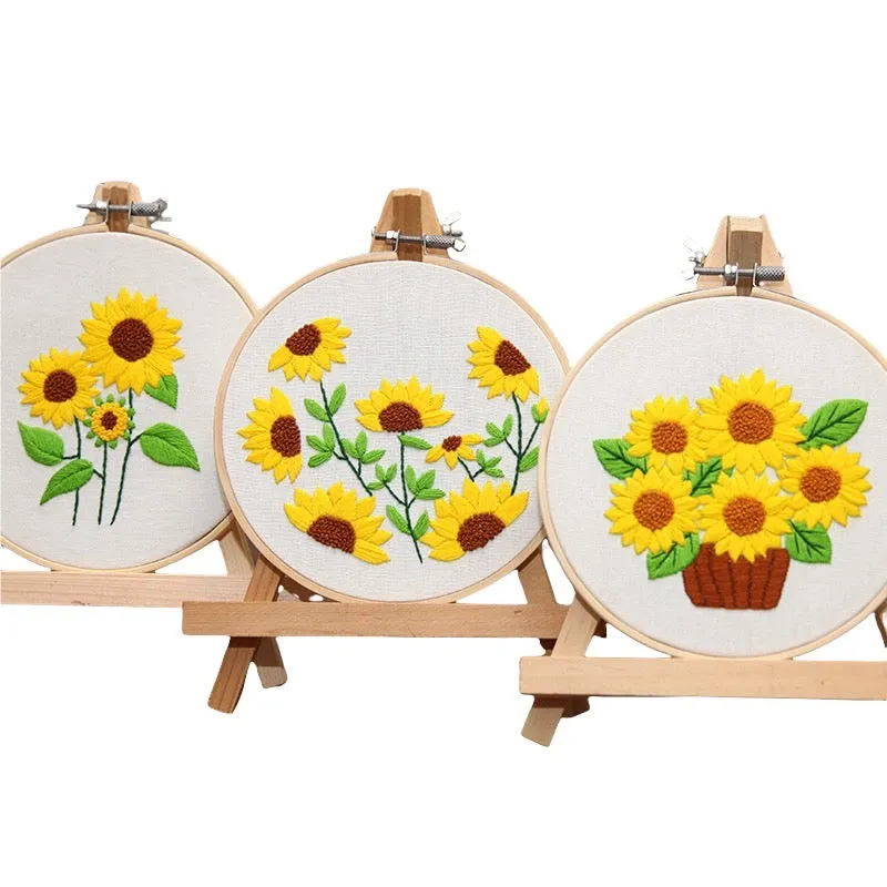 Beginners Sunflowers  Hand Embroidery Kit 20cm