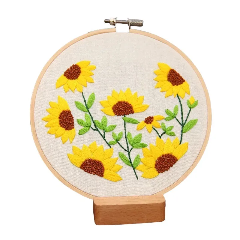 Beginners Sunflowers  Hand Embroidery Kit 20cm