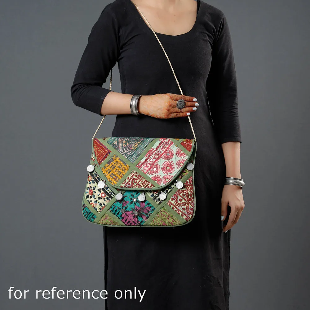 Black - Banjara Vintage Embroidery Mirror & Coin Work Sling Bag