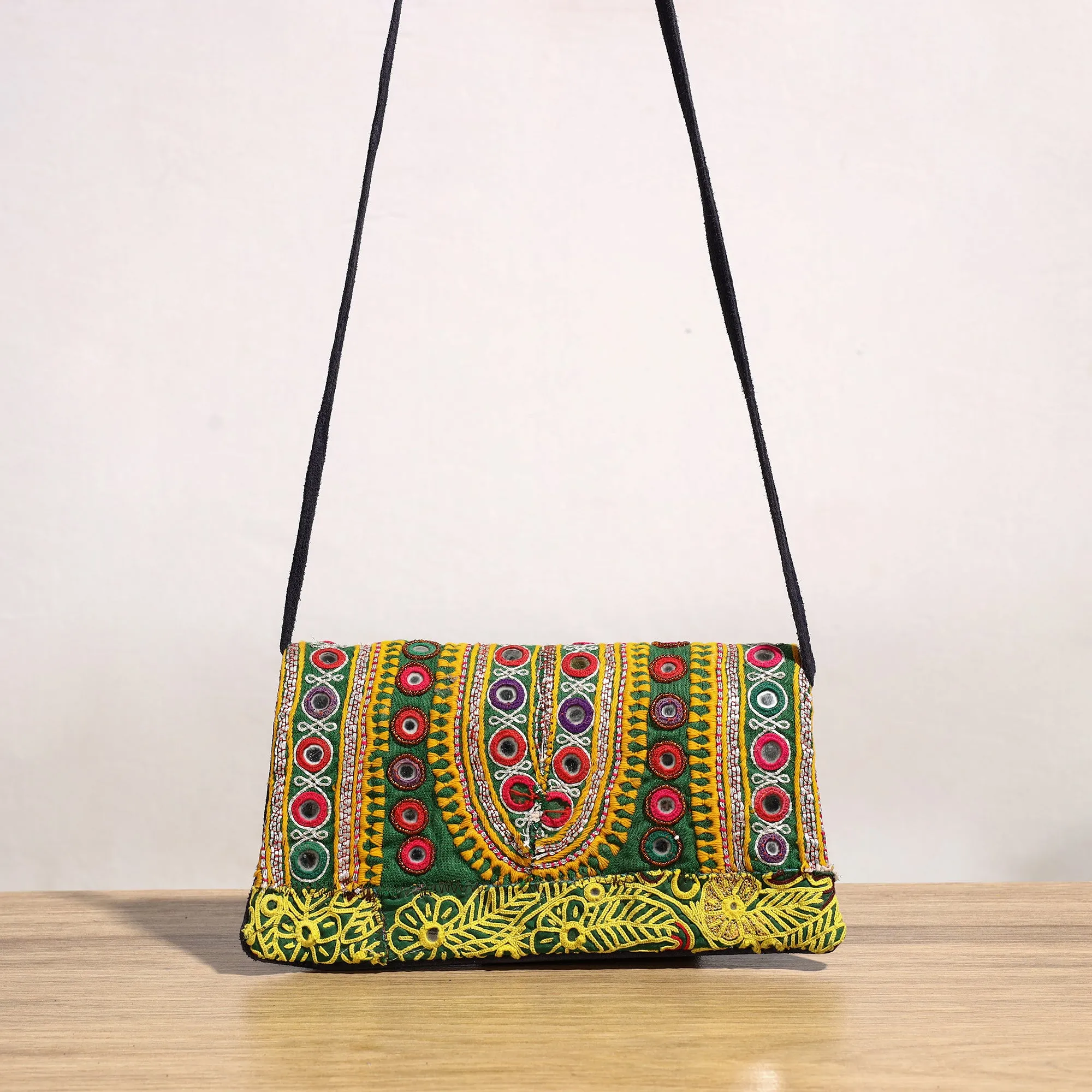 Blue - Banjara Vintage Embroidery Mirror & Coin Work Sling Bag