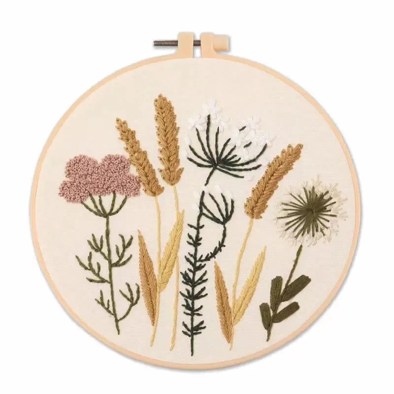 Botanical Wild Flowers Hand Embroidery Kit 20cm