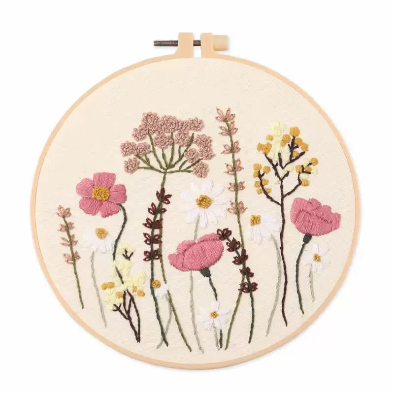 Botanical Wild Flowers Hand Embroidery Kit 20cm