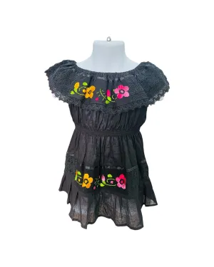 Campesina Dress for Girls Black