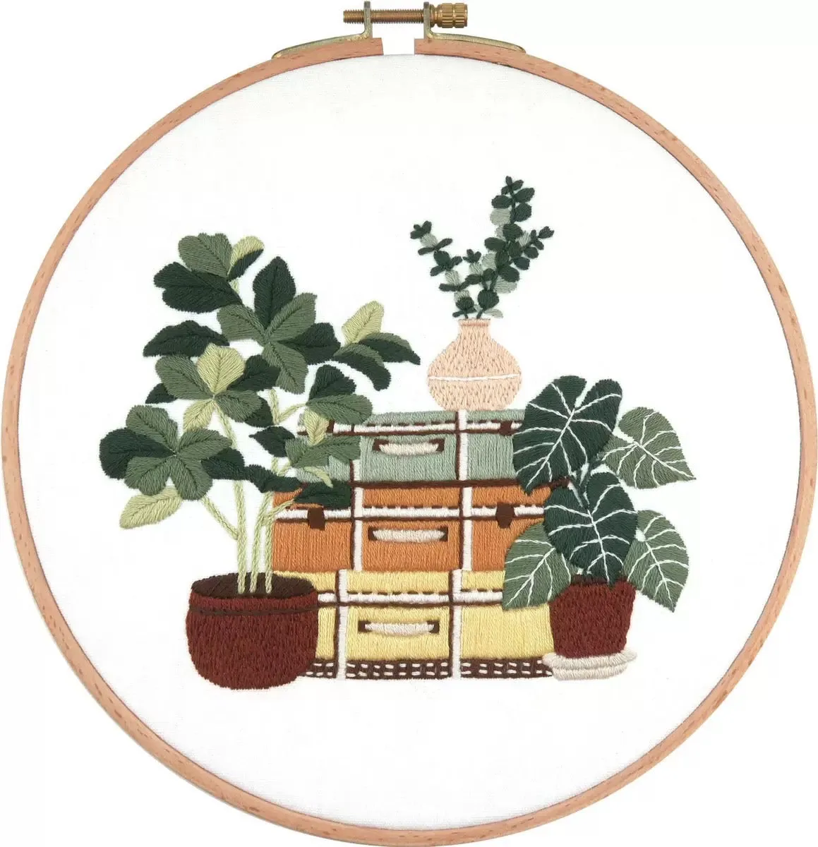 Cat & Plants DIY Hand Embroidery Kit 20cm