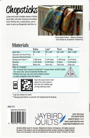 Chopsticks Quilt Pattern for 4 quilt sizes # JBQ111 BY JAYBIRD QUILTS