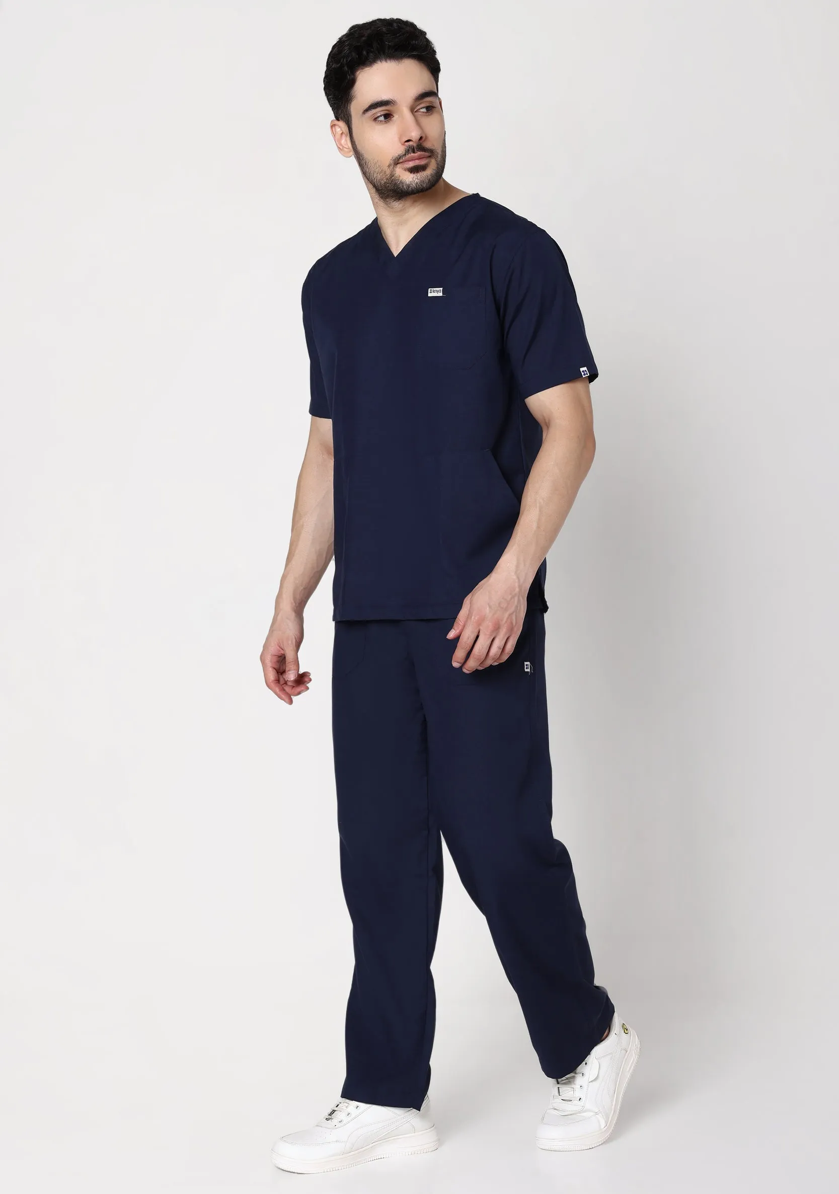 Classic Men's V-Neck (Navy Blue) Plus Size Scrub