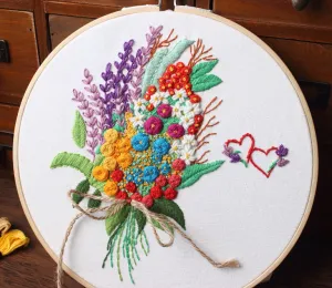 Colorful Bouquet DIY Hand Embroidery Kit 20cm