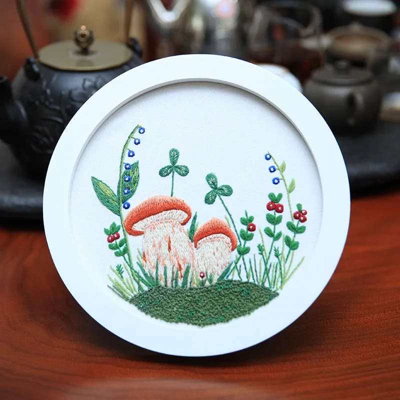 Colorful Mushrooms Hand Embroidery DIY Kit 20cm