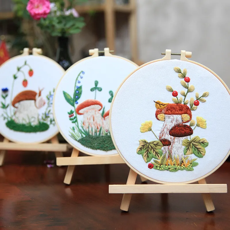 Colorful Mushrooms Hand Embroidery DIY Kit 20cm