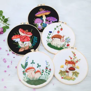 Colorful Mushrooms Hand Embroidery DIY Kit 20cm