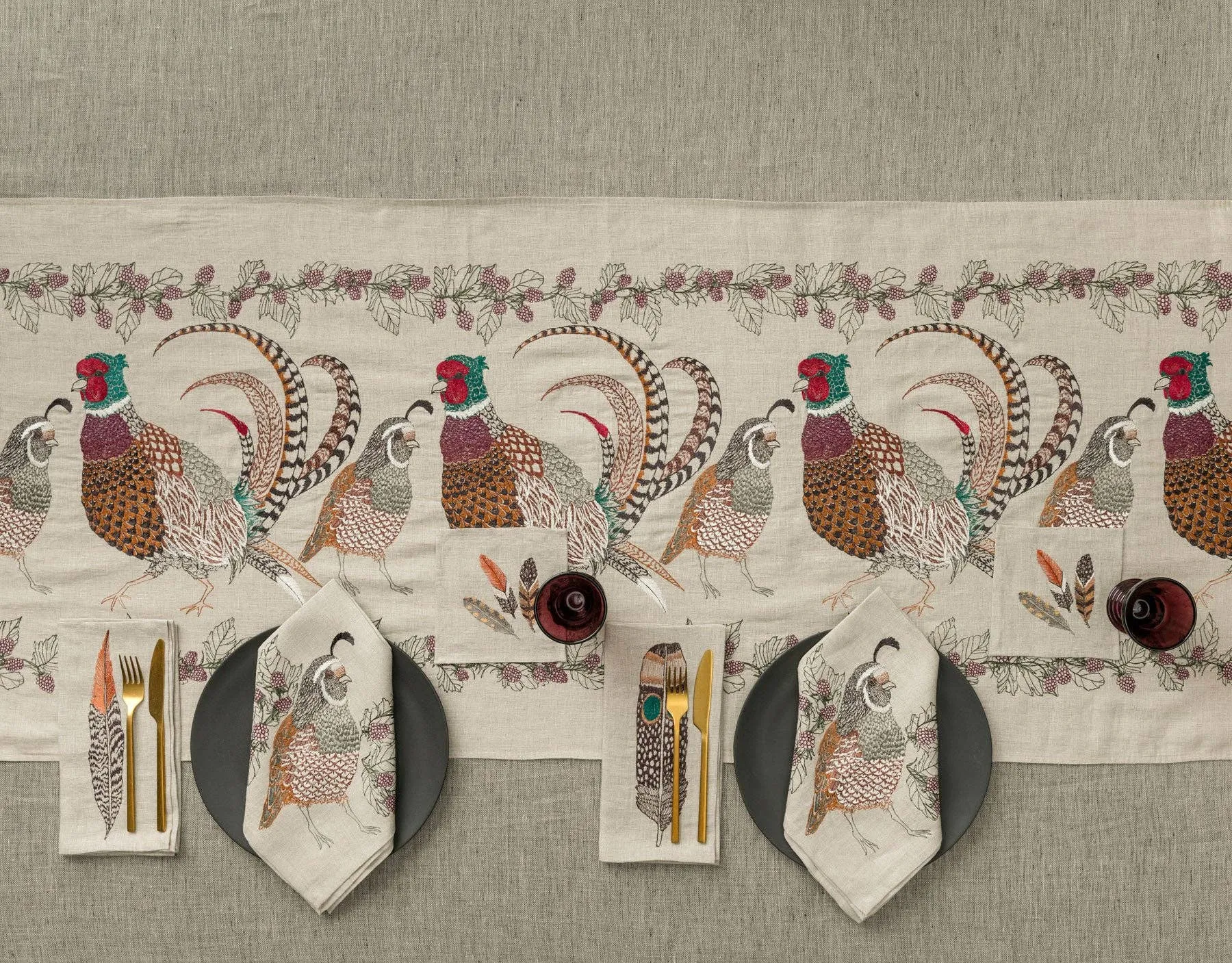 Coral & Tusk - Pheasant and Quail Table Runner