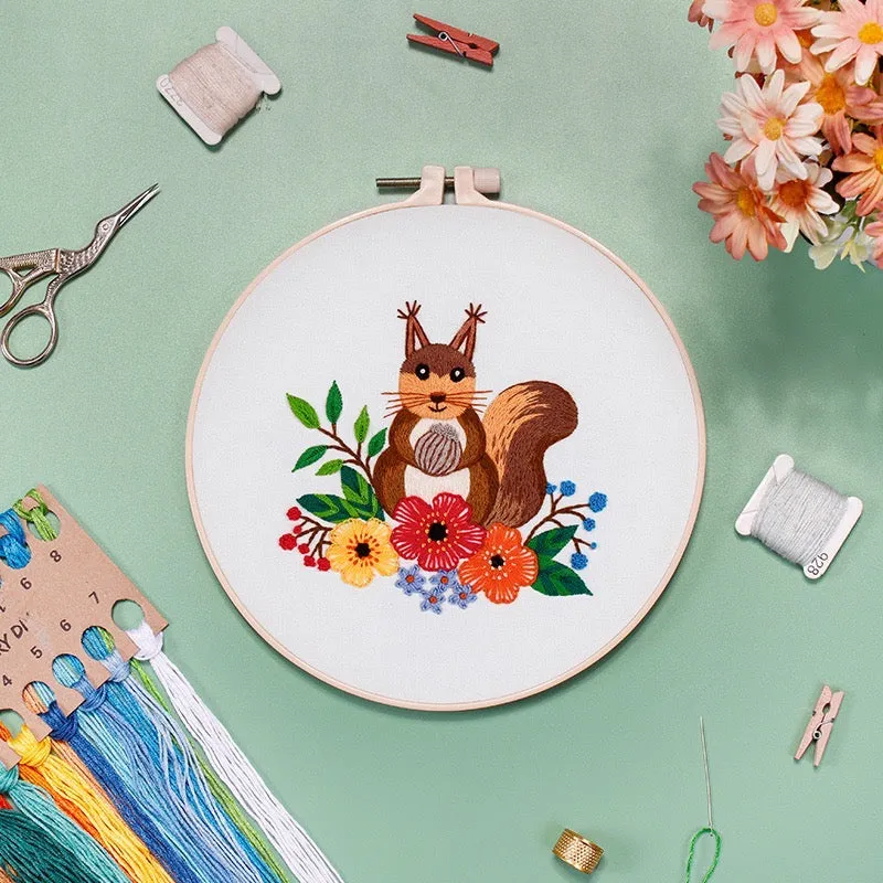 Cute Animals Hand Embroidery DIY Kit 20cm