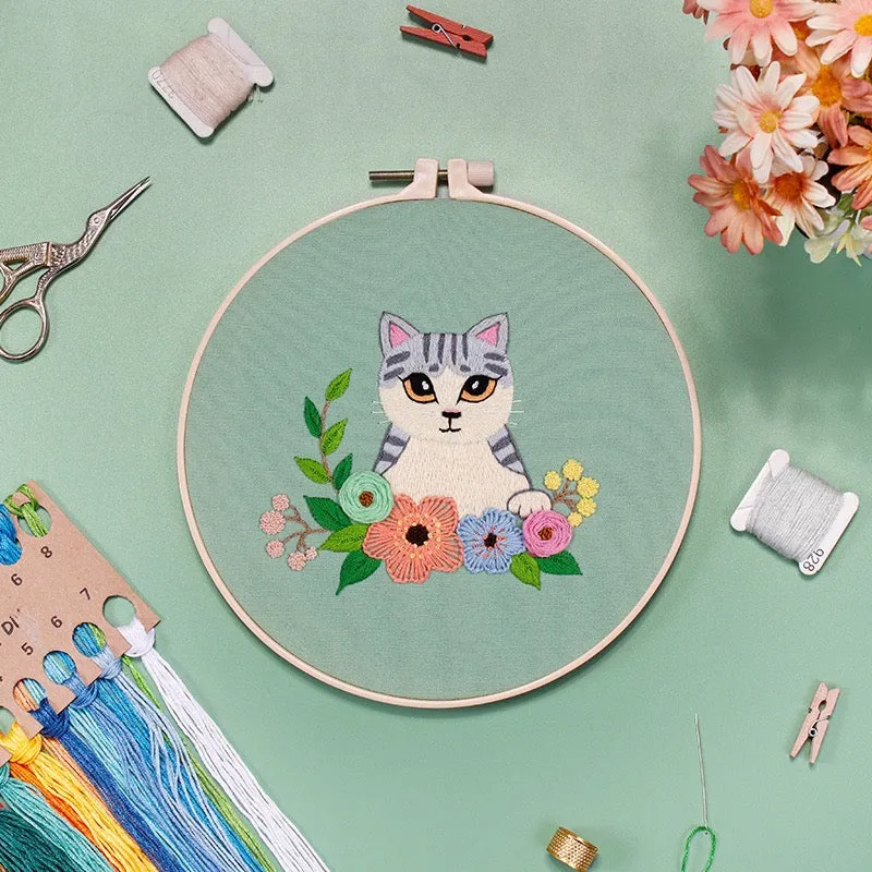 Cute Animals Hand Embroidery DIY Kit 20cm