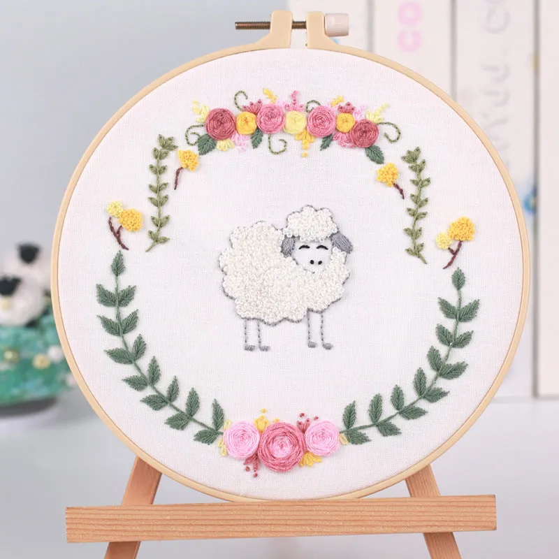 Cute Animals Morden Hand Embroidery Kit 20cm